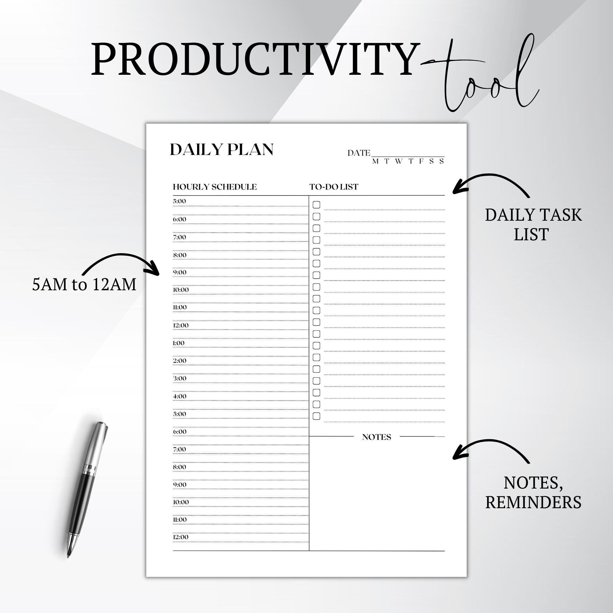 Classic and Minimal Daily Plan Printable Daily to Do List for - Etsy