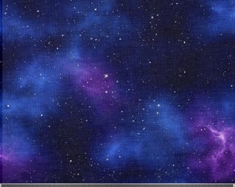 Patrón de galaxia espacial, tela cortada a medida, 58" de ancho, hecha de poliéster para manualidades, costura y proyectos de bricolaje.
