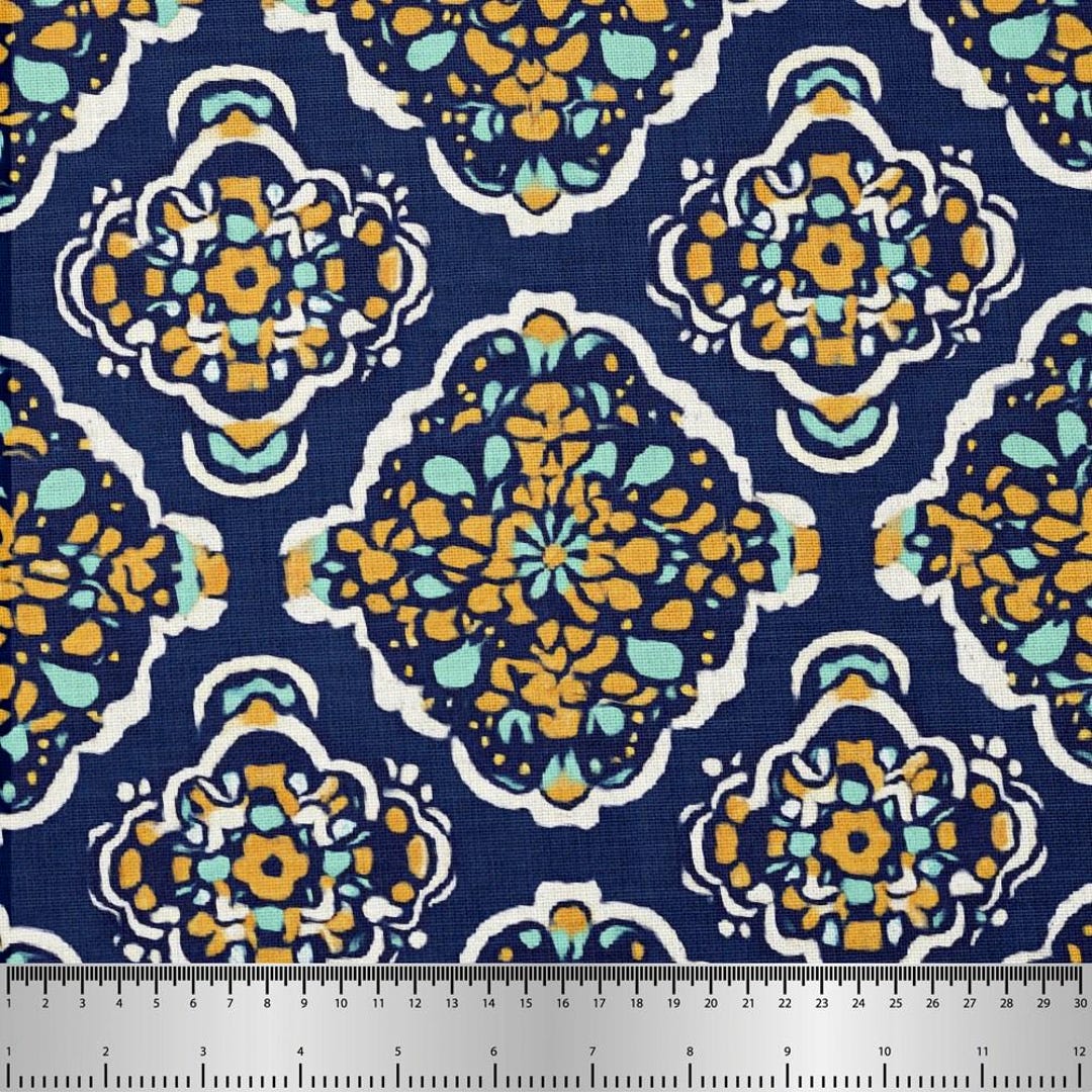 Moroccan Print Pattern, Fabric by the Yard, 58 In" Wide, Made of ...