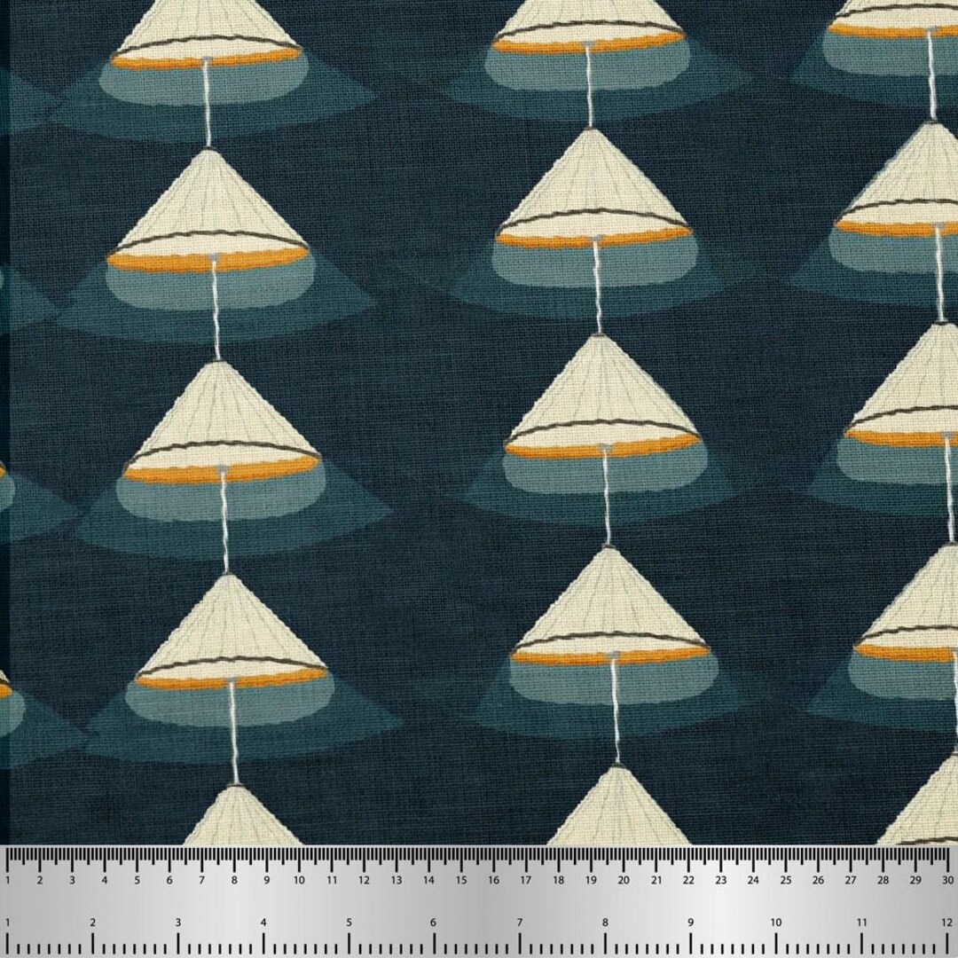 Modern Conical Pendant Light Pattern, Fabric by the Yard, 58 In