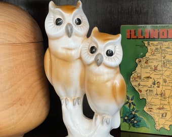 Figura vintage de búhos Nippon, fabricada en Japón