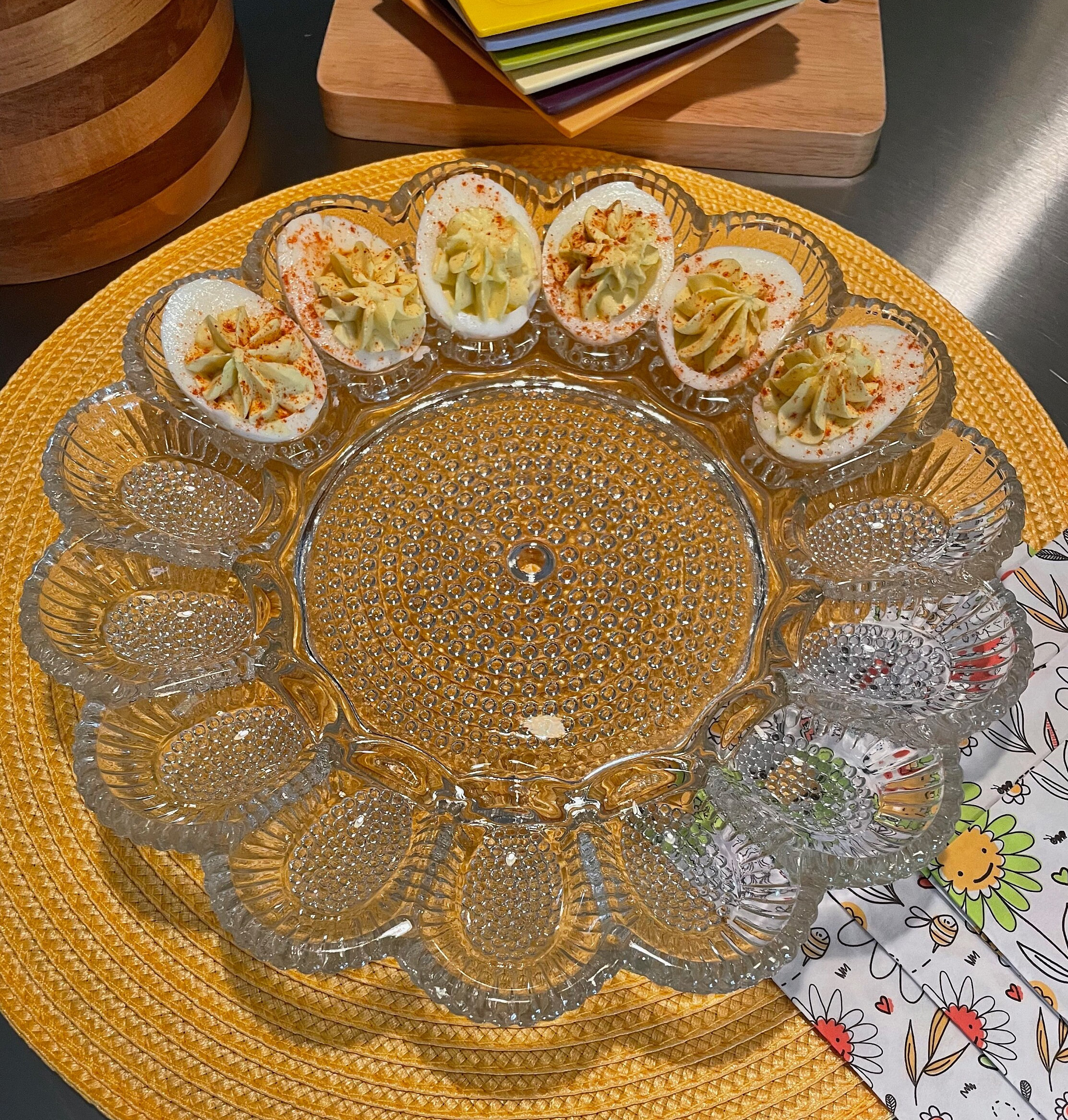 Vintage Devilled Egg Serving Plate, Indiana Glass, Clear in