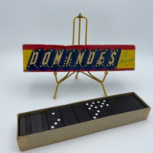 Vintage Halsam-dominoset, spel uit de jaren 1950 met instructies