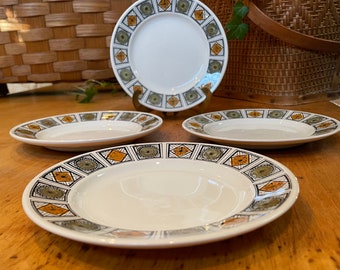 Ensemble de 4 assiettes latérales Kathie Winkle Michelle Ironstone, motif étoile atomique MCM