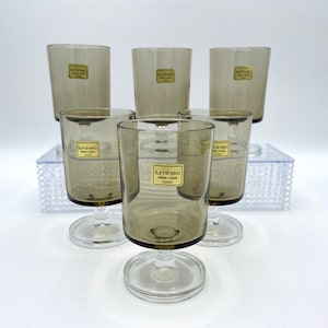Vintage Luminarc Cavalier Cocktail Glasses, Smokey Grey Crystal, Set of 6