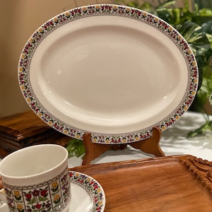 Vintage Oval Serving Platter Royal Doulton, Fireglow Pattern, Vibrant Colours in a Fun Floral Graphic, Made in England 1970&#39;s