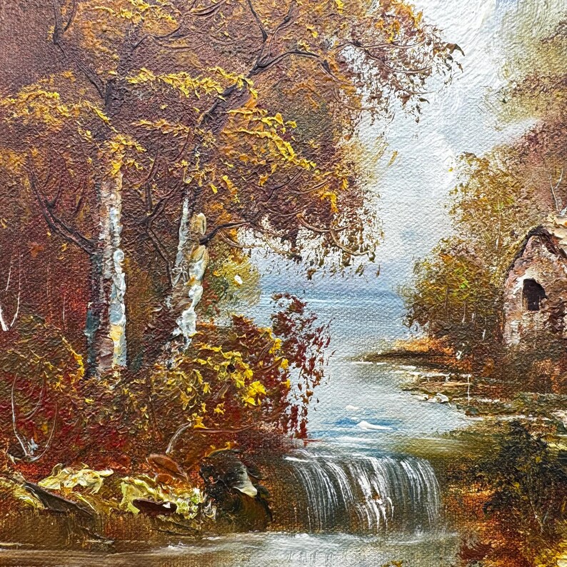 Original Irene Cafieri Fall Landscape Oil Painting on a Wooden Board