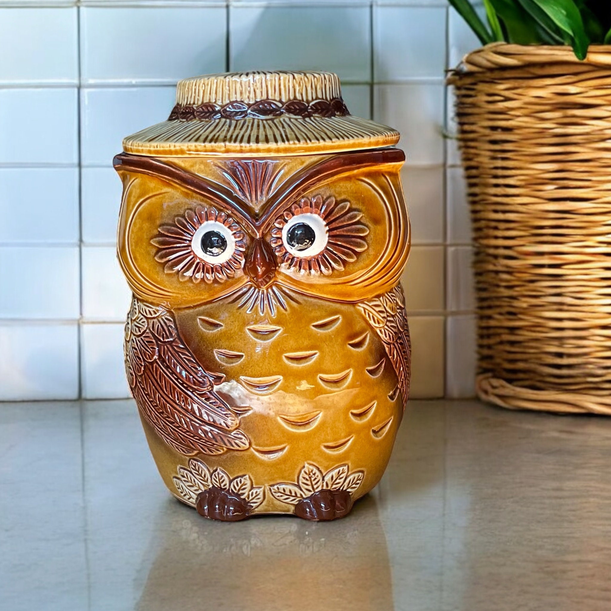 希少品！70sアメリカアンティーク フクロウの陶器置物 USAヴィンテージ