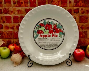 Piatto vintage con ricetta per torta di mele, collezione Sunnycraft Sunstone