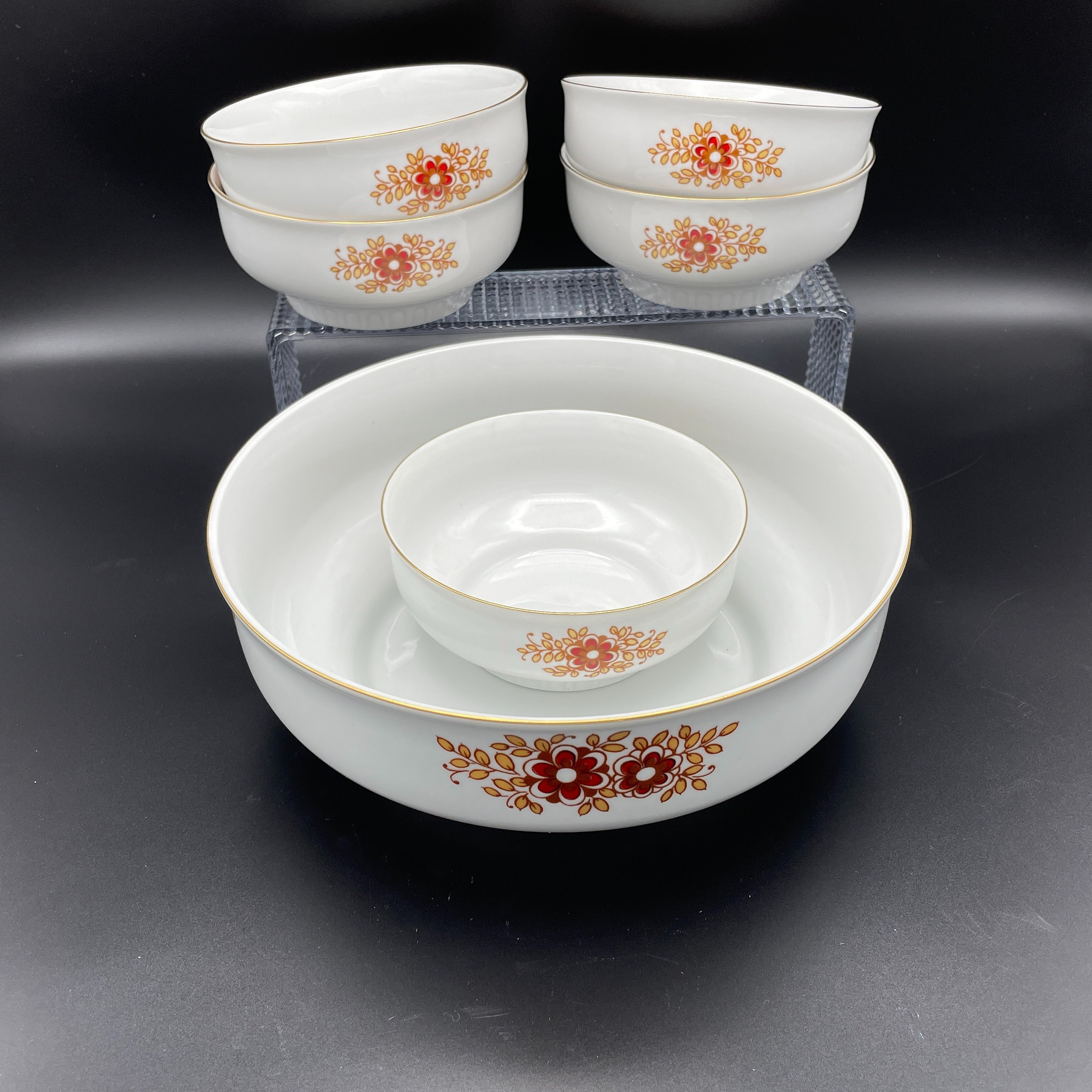 ヴィンテージ磁器ボウルセット、花柄、東ドイツ 1970年代 - Etsy 日本