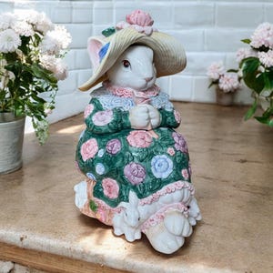 Vintage Mother Bunny Cookie Jar, Bloomers edition Mother Rabbit, Fitz & Floyd, Pristine Condition, Easter, Spring, Large 12.5&quot; tall, 1991