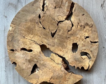 24" Olive Wood Slab: Live Edge Tree Slice for DIY Epoxy Art