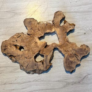 Turkish Olive Wood Slab: Live Edge Burl Wood, Tree Slice (25.6&quot;x18&quot;x2)