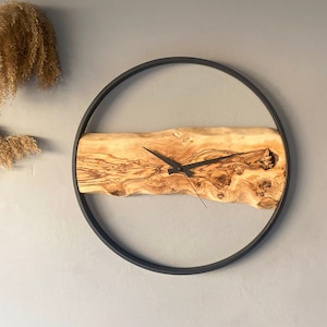 Handmade Olive Wood Wall Clock: Modern Minimalist Decor