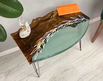 Custom Resin Silverberry Burl Coffee Table: Live Edge Farmhouse Style