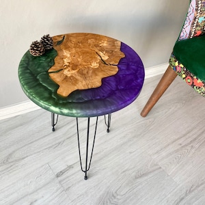 Made to Order Round Resin Olive Wood Coffee Table, Live Edge Coffee Table, Epoxy Coffee Table, Farmhouse Coffee Table