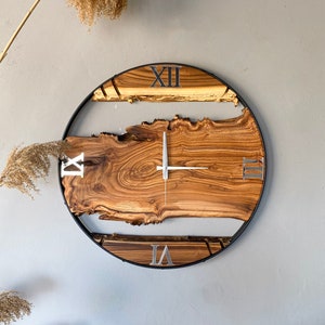 Russian Olive Wood Wall Clock, Live Edge Wall Clock, Round Wall Clock, Farmhouse Clock