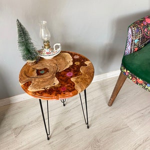 Custom Made Resin & Olive Wood Coffee Table, Live Edge Coffee Table, Unique Coffee Table