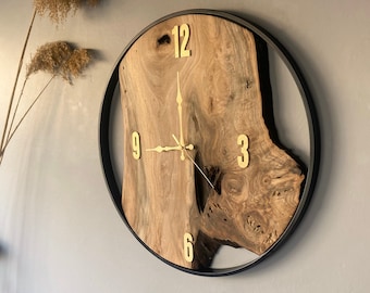 Reloj de pared extragrande de madera de nogal de 58 cm - Decoración moderna para el hogar