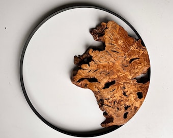 Olive Wood Slab with Metal Frame: Live Edge DIY Art