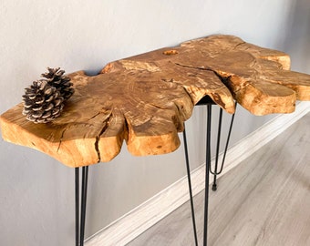Olive Wood Live Edge Coffee Table - 21" Unique Farmhouse Side Table