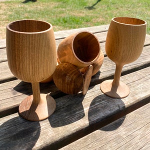 Hand Carved Walnut Wood Goblet, Wooden Cups, Handmade Goblets, Wine Goblets