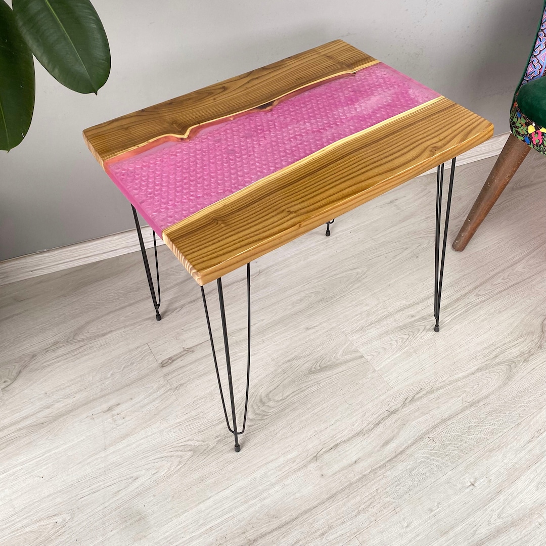 Epoxy Russian Olive Wood Coffee Table, Live Edge Coffee Table