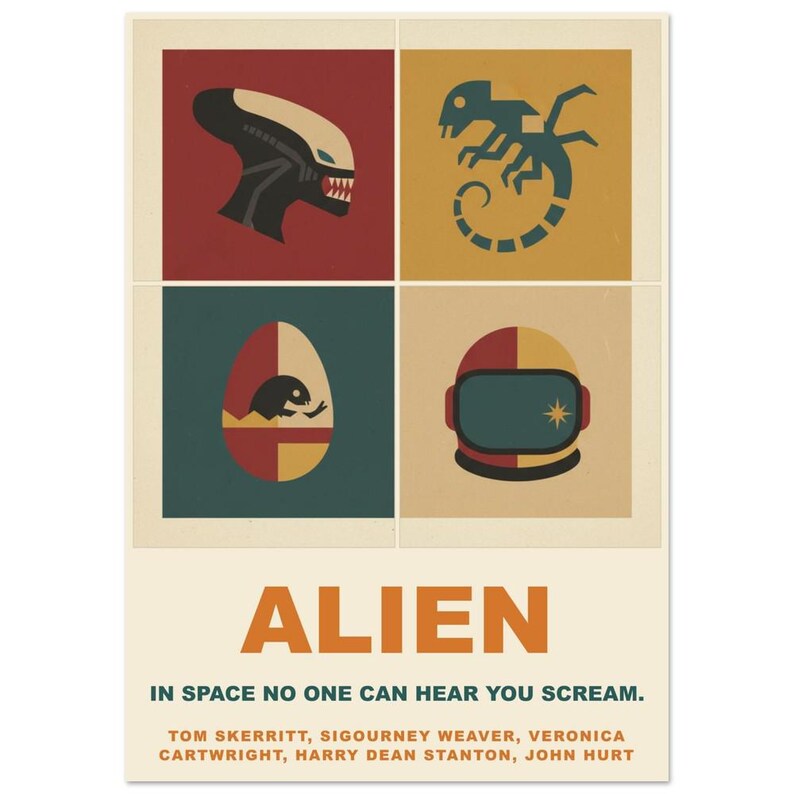 Alien Movie Poster | Minimalist Film Wall Art Print | Sci-fi Home Decor ...