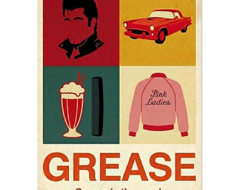 Póster de Grease: arte mural clásico de película mate