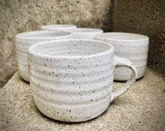 Ceramic coffee mug, handmade white cup