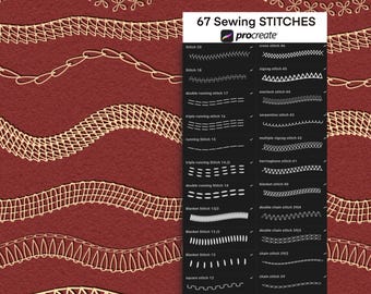Procreate Fashion Stitch Brushes, 67 Brush Set (Digital Download)