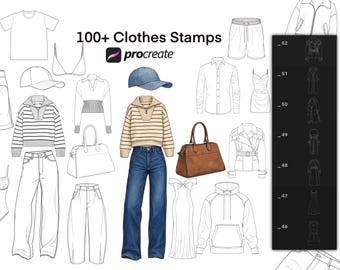 100+ Procreate Clothes Stamps, Fashion Design Brushes (Digital Download)