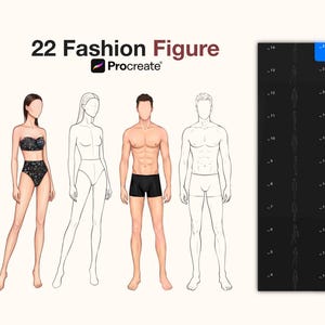 Procreate Fashion Figure Stamps – 22 pozy do rysowania (wersja cyfrowa do pobrania)