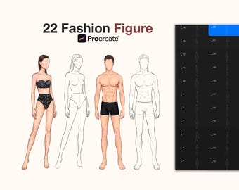 Procreate Fashion Figure Stamps – 22 Poses for Drawing (Digital Download)