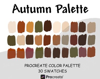 Paleta de colores de otoño para Procreate: 30 tonos de color para la app Procreate