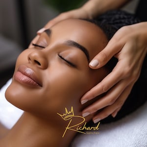 Skincare Model Stock Photos, Facial Website Models, Black Woman Stock Photos, Stock Photos for Spa Business, Skincare Model Images