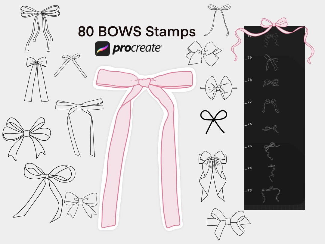 Bow Outline Stamps, Coquette Bows Stamps for Procreate, Procreate ...