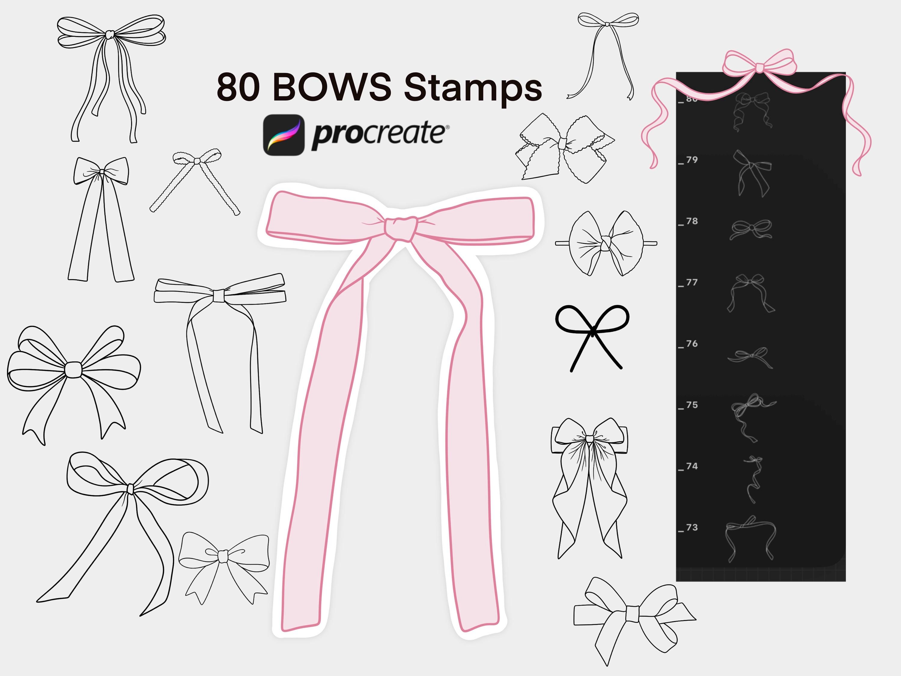 Bow Outline Stamps, Coquette Bows Stamps for Procreate, Procreate ...