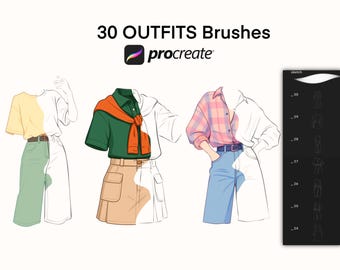 Clothes Procreate Brush Set, Anime Outfit Brushes (Digital Download)