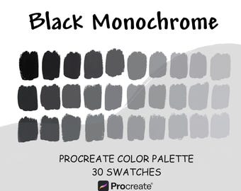 Paleta Procreate Monocromática Negra: 30 Tonos Degradados para la App Procreate