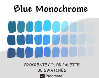 Paleta Procreate Monocromática Azul: 30 Tonos Degradados para la App Procreate