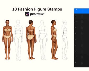 Procreate Female Fashion Figure Stamps – 10 Pose Brush Set (Digital Download)