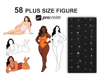 Procreate Plus Size Female Pose Stamps – 58 Figure Brushes