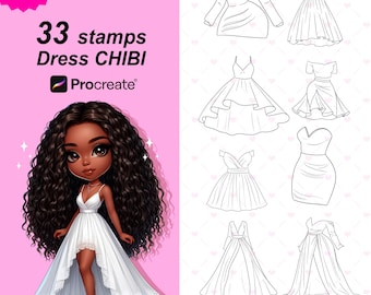 Procreate Dress Brushes: 33 Chibi Clothing Stamps