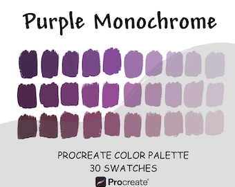 Paleta Procreate Monocromática Morada: 30 Tonos Degradados para la App Procreate