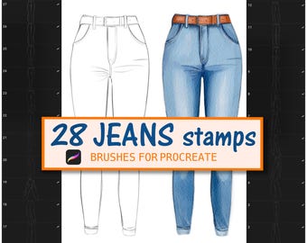 Procreate Jeans Brushes, Clothes Stamps (28 Brushes)