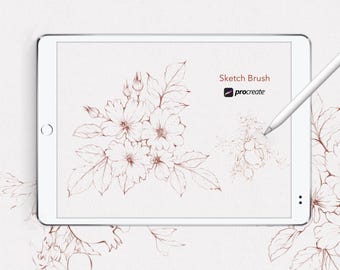 Procreate Sketch Brushes, Line Art, Ink, Chalk Brush (Digital Download)