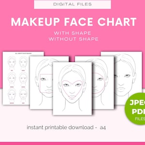 Makeup Artist Face Chart, Face Chart, Face Shape Guide, Face Chart Printables, Make-up Form, Eyebrow Makeup