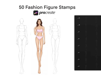 Procreate Female Fashion Figure Stamps - 50 Pose Brush Set (Digital Download)