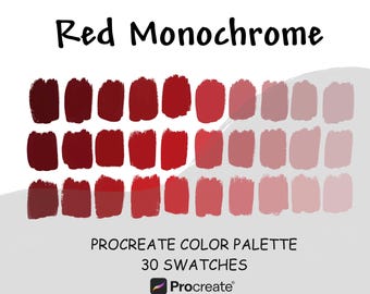 Paleta Procreate Monocromática Roja: 30 Tonos Degradados para la App Procreate
